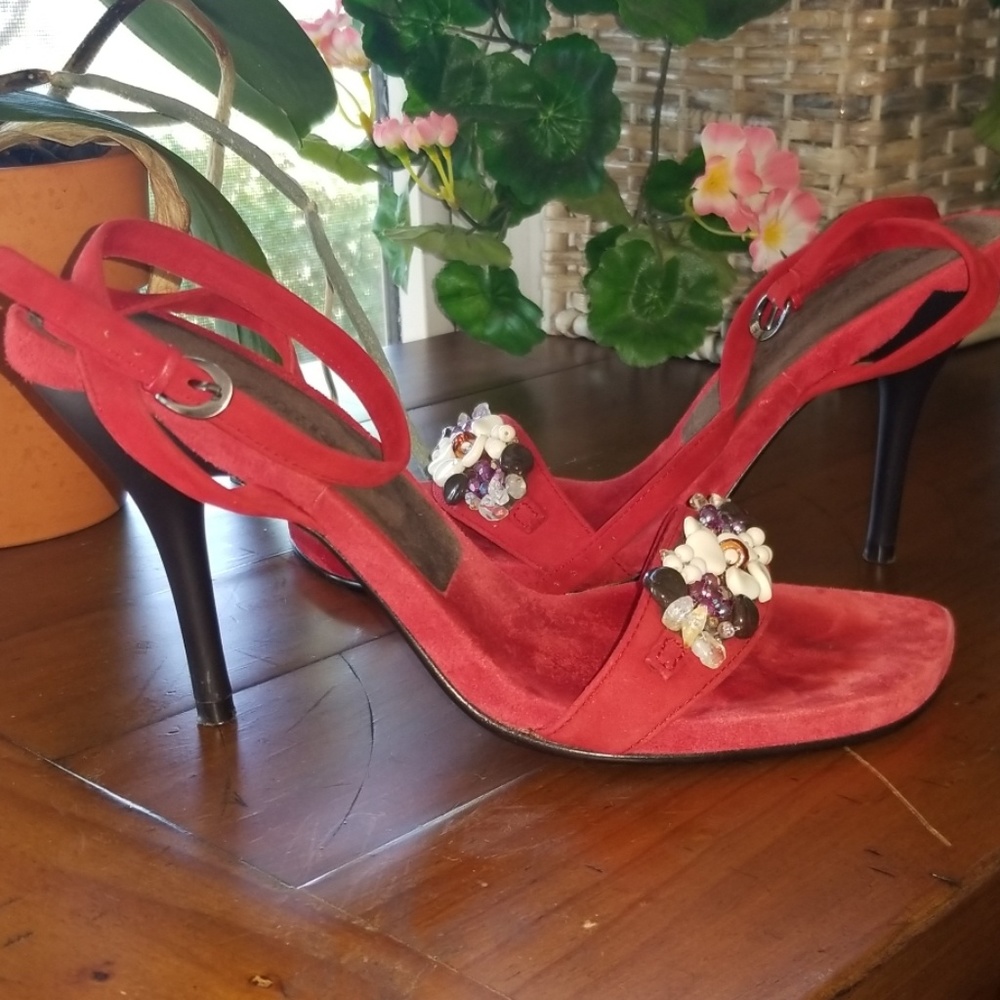 Beaded ankle strap sandal